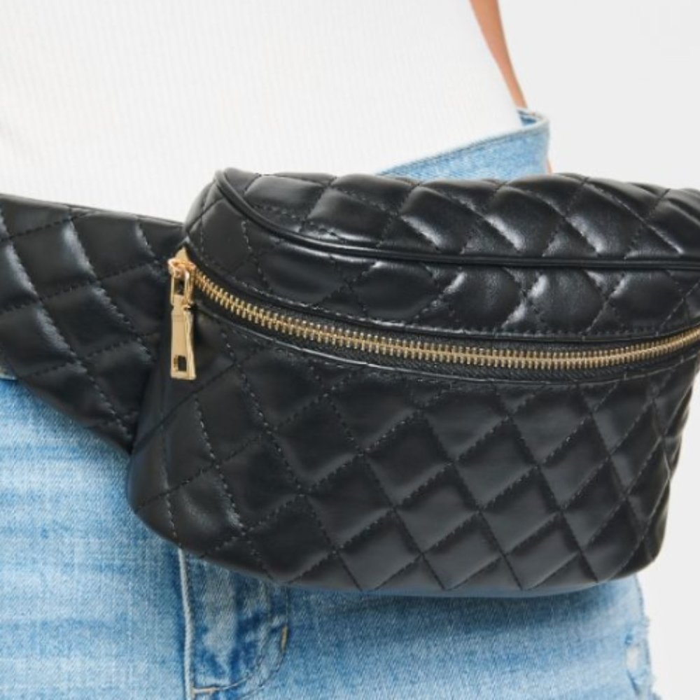Black Hawthorn Quilted Belt Bag